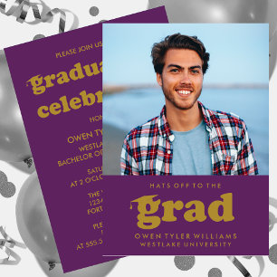 GORRAS RETRO NEGRITAS AL GRADUADO FOTO INVITACIÓN 