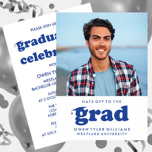 GORRAS RETRO NEGRITAS AL GRADUADO FOTO INVITACIÓN 
