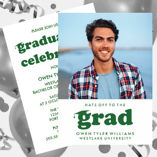 GORRAS RETRO NEGRITAS AL GRADUADO FOTO INVITACIÓN 