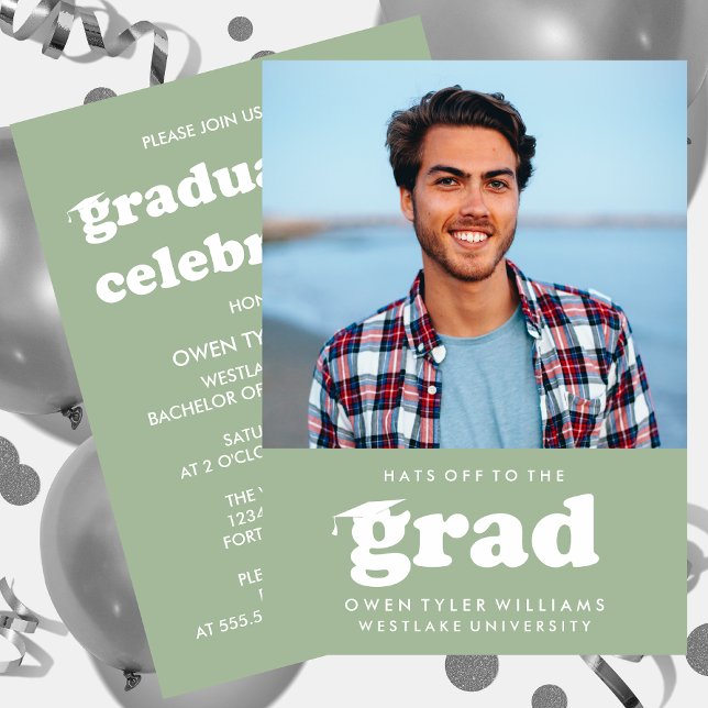 GORRAS RETRO NEGRITAS AL GRADUADO FOTO INVITACIÓN  (Subido por el creador)