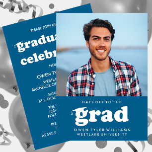 GORRAS RETRO NEGRITAS AL GRADUADO FOTO INVITACIÓN