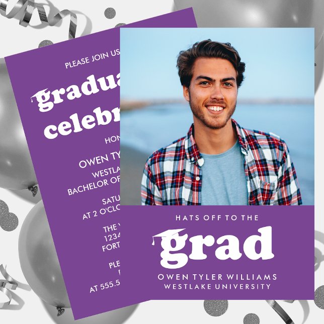 GORRAS RETRO NEGRITAS AL GRADUADO FOTO INVITACIÓN  (Subido por el creador)