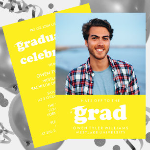 GORRAS RETRO NEGRITAS AL GRADUADO FOTO INVITACIÓN 