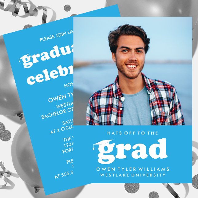 GORRAS RETRO NEGRITAS AL GRADUADO FOTO INVITACIÓN  (Subido por el creador)