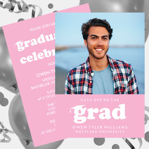 GORRAS RETRO NEGRITAS AL GRADUADO FOTO INVITACIÓN