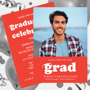 GORRAS RETRO NEGRITAS AL GRADUADO FOTO INVITACIÓN 