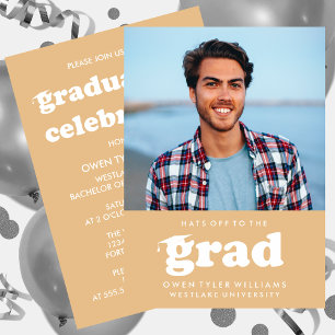 GORRAS RETRO NEGRITAS AL GRADUADO FOTO INVITACIÓN 