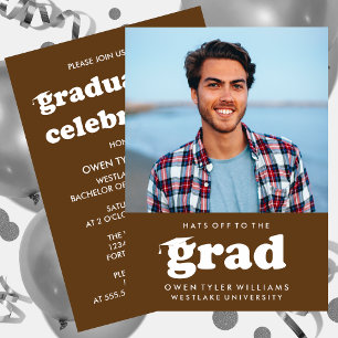 GORRAS RETRO NEGRITAS AL GRADUADO FOTO INVITACIÓN 