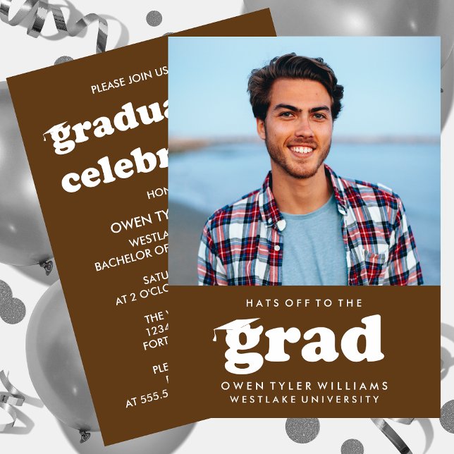 GORRAS RETRO NEGRITAS AL GRADUADO FOTO INVITACIÓN  (Subido por el creador)