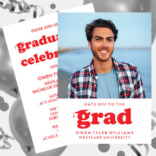 GORRAS RETRO NEGRITAS AL GRADUADO FOTO INVITACIÓN