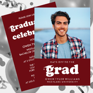 GORRAS RETRO NEGRITAS AL GRADUADO FOTO INVITACIÓN