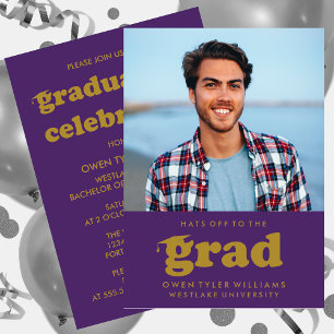 GORRAS RETRO NEGRITAS AL GRADUADO FOTO INVITACIÓN 