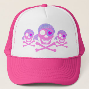 Gorras rosados del cráneo del pirata