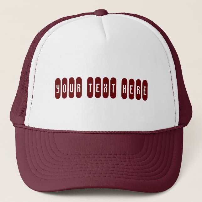 Gorro de camionero blanco y granate con tu texto p (Anverso)