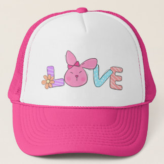 Gorro de camionero Cute Pink Bunny LOVE