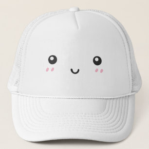 Gorro de camionero minimalista con cara feliz sonr