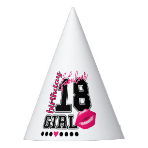 Gorro De Fiesta 18th birthday girl Partyhütchen, pink Kiss
