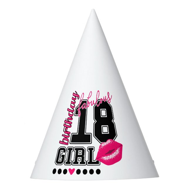 Gorro De Fiesta 18th birthday girl Partyhütchen, pink Kiss (Anverso)