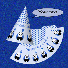 Gorro De Fiesta 1.ª panda de cumpleaños niños azul