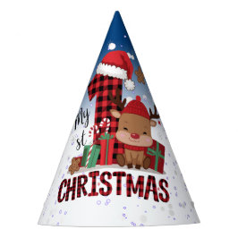 Gorro De Fiesta 1.ᵉʳ Navidad Cielo Azul de Nieve Blanca Leche Lech