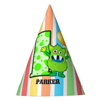 Gorro De Fiesta 1r personalizado del cumpleaños del monstruo verde