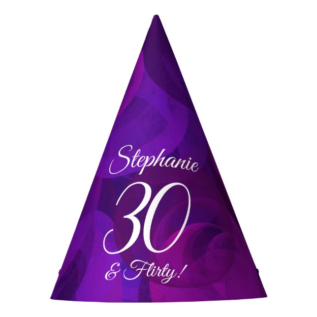 Gorro De Fiesta 30 y Flirty Elegant Purple Birthday (Anverso)