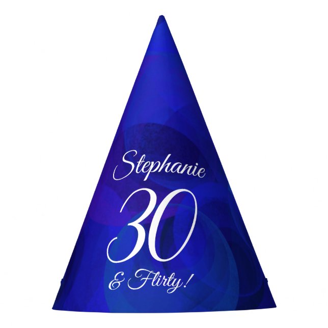 Gorro De Fiesta 30 y Flirty Royal Blue Birthday (Anverso)