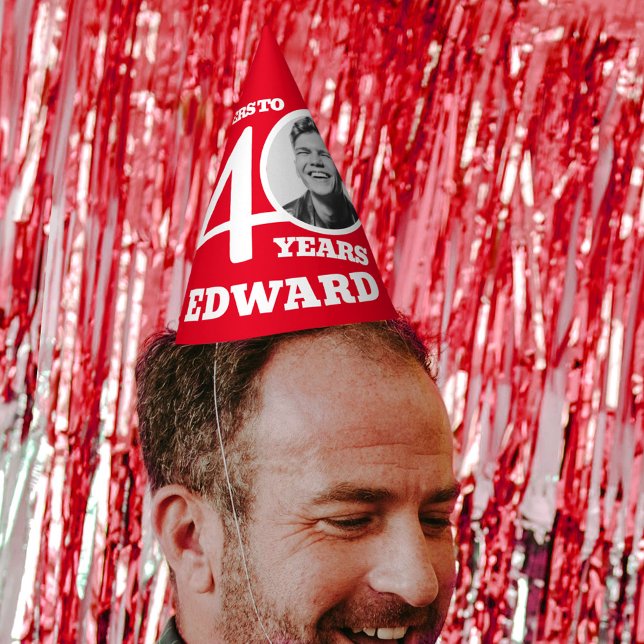 Gorro De Fiesta 40.ª foto personalizada de cumpleaños rojo blanco (Subido por el creador)