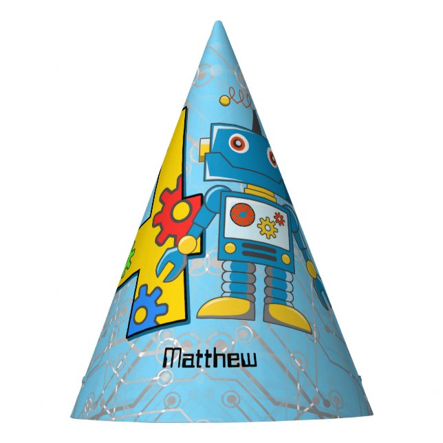 Gorro De Fiesta 4to cumpleaños del robot (Anverso)