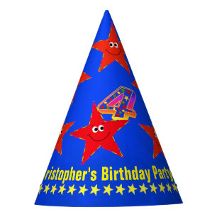 Gorro De Fiesta 4to Estrellas del rojo del cumpleaños