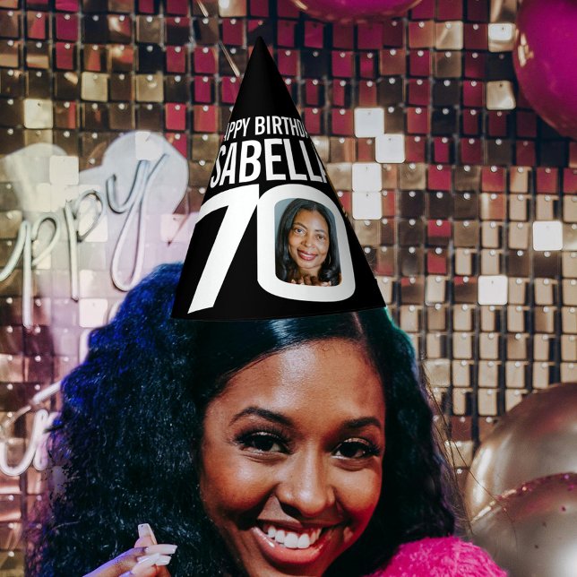 Gorro De Fiesta 70.ª foto de cumpleaños blanco negro personalizado (Subido por el creador)