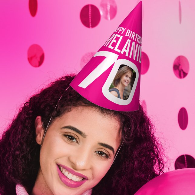 Gorro De Fiesta 70.ª foto de cumpleaños rosa caliente blanco perso (Subido por el creador)