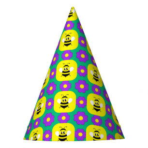 Gorro De Fiesta Abejas de dibujos animados y flores