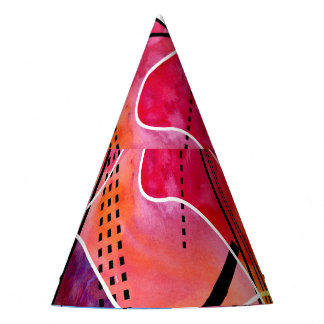 Gorro De Fiesta Abstrato acuarela Patrón blanco negro