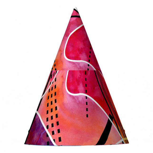 Gorro De Fiesta Abstrato acuarela Patrón blanco negro (Anverso)