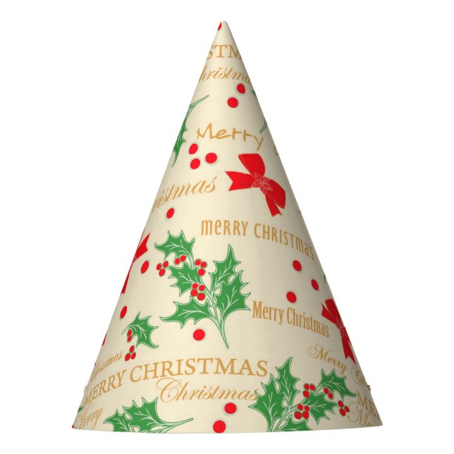 Gorro De Fiesta Acebo de Navidad y Cinta (Anverso)