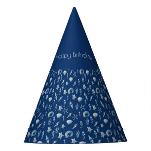 Gorro De Fiesta Acuarela bajo el patrón marino