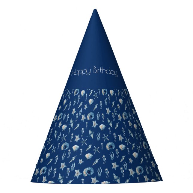 Gorro De Fiesta Acuarela bajo el patrón marino (Anverso)