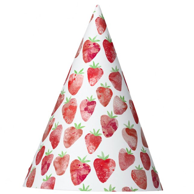 Gorro De Fiesta Acuarela de Fresa (Strawberry berry sweet watercolor pattern party hat)