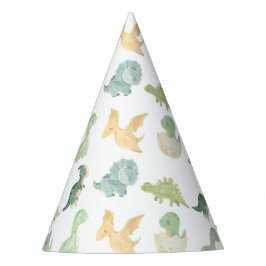 Gorro De Fiesta Acuarela Dinosaurio Fiesta Dino mite Cumpleaños