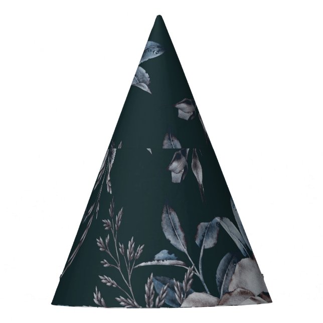 Gorro De Fiesta acuarela floral oscura, patrón ininterrumpido (Anverso)