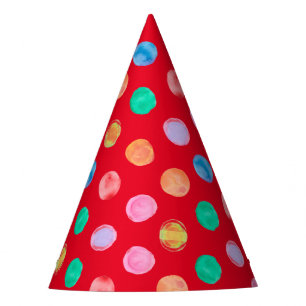 Gorro De Fiesta Acuarela Lunares Rojos