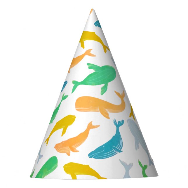 Gorro De Fiesta Acuarela náutica de ballenas del océano Pacífico (Anverso)