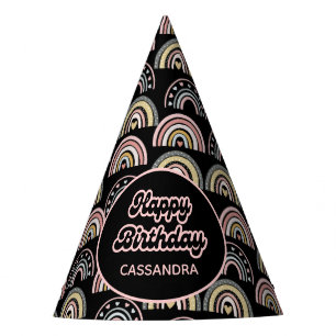 Gorro De Fiesta Acuarela Pastel Boho Amo Arcoiris Negro