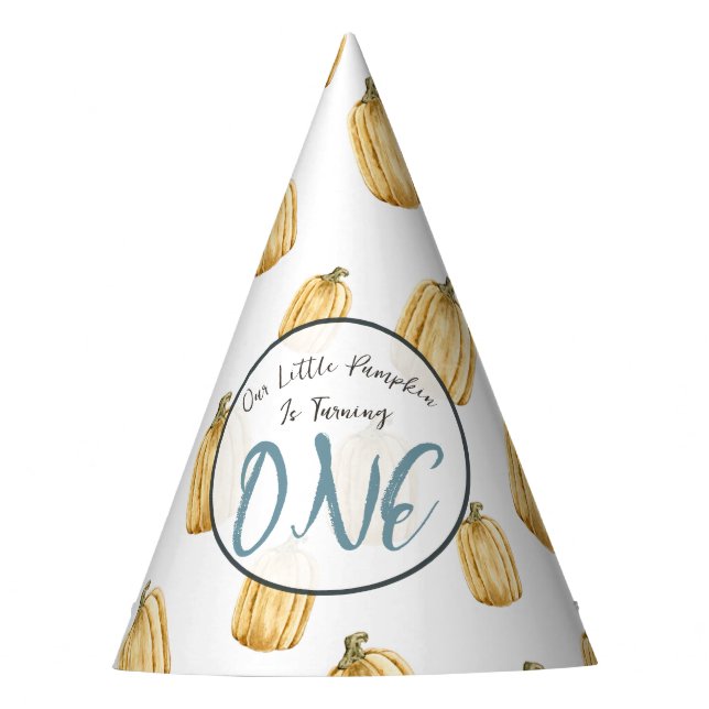 Gorro De Fiesta Acuarela Pequeños Calabaza Niños Caen Cumpleaños (Anverso)