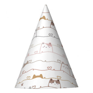 Gorro De Fiesta Adorable Cats Peeking Over Hearts