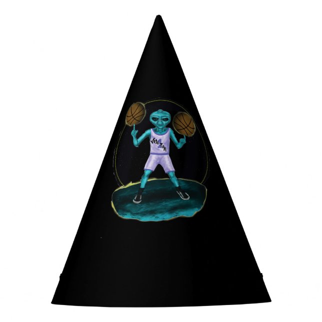 Gorro De Fiesta Alien del espacio de juego de baloncesto (Anverso)
