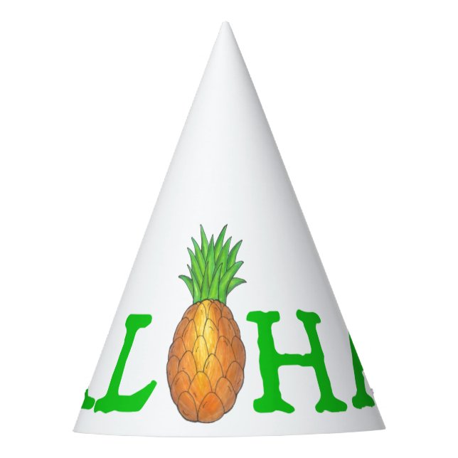 Gorro De Fiesta ALOHA Hawaii Hawaiian Luau Tropical Pineapple (Anverso)