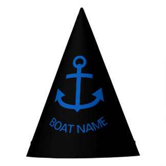 Gorro De Fiesta Ancla Azul Tu Barco Nombre Pirata Negro