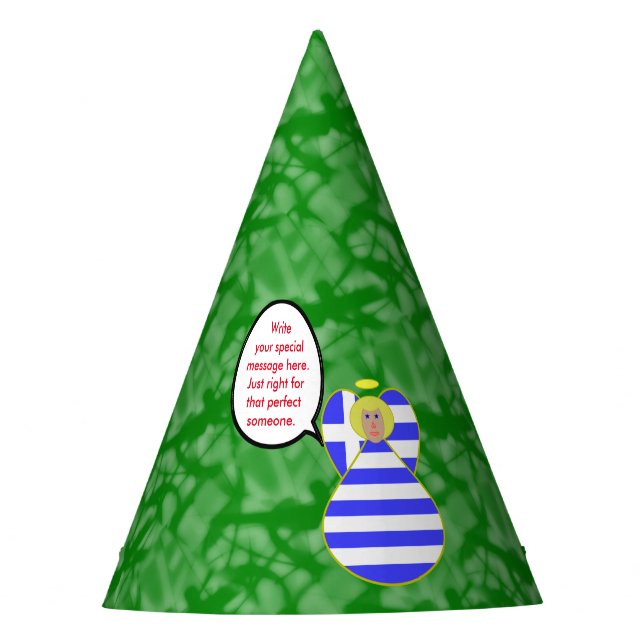 Gorro De Fiesta Ángel de la bandera griega hablando rubio personal (Anverso)